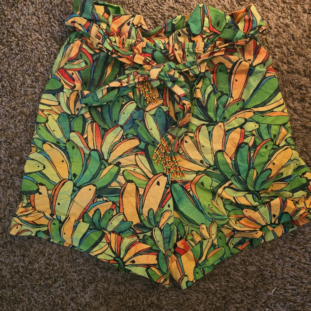 Farm Rio Banana Bead Detail High Waisted Shorts - Picture 2 of 4
